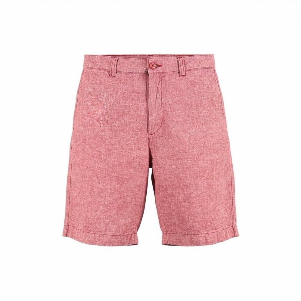 BRUNO Mens‎ W32 Red Linen Blend Flat Front Shorts Classic Fit